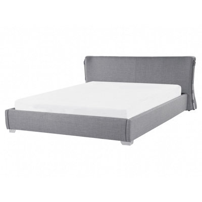 Beliani Bed Fabric Paris 160 X 200 Cm (Eu King Size) Grey - image 1
