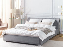 Beliani Bed Fabric Paris 160 X 200 Cm (Eu King Size) Grey - thumbnail 2