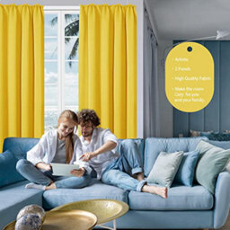 Deconovo Pencil Pleat Curtains Solid Blackout Curtains Thermal Insulated Curtains For Bedroom W55 X L69 Inch Lemon Yellow One Pair - thumbnail 6