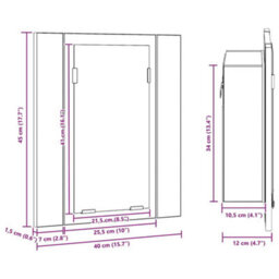 Vidaxl Led Bathroom Mirror Cabinet Black 40X12X45 Cm Acrylic - thumbnail 3