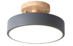 Ceiling Lamp Ceiling Light Led Flush Gray Wood 18 Cm Cool Light