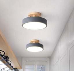 Ceiling Lamp Ceiling Light Led Flush Gray Wood 18 Cm Cool Light - thumbnail 2