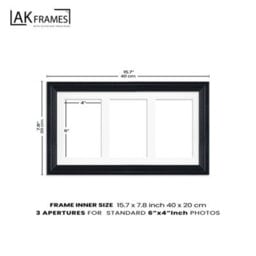 AK Frames 40X20Cm Dark Grey Classic Multi Photo Frame With Poppy Red Mount - Holds 3 Apertures (3X) 6X4 Photos - thumbnail 4