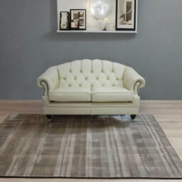 Chesterfield 2 Seater Shelly Cream Leather Sofa Settee In Victoria Style - thumbnail 2