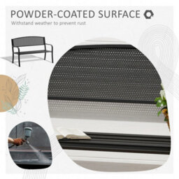 Outsunny 2 Seater Metal Bench Patio Park Loveseat Garden Chair Outdoor Seating - thumbnail 6