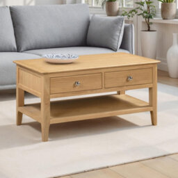 Oakham Strathclyde Wooden Coffee Table With 2 Drawers In Oak - thumbnail 4