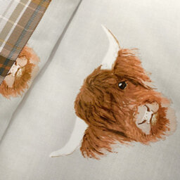 Fusion Highland Cow Print With Tartan Reverse Duvet Cover Set - thumbnail 2