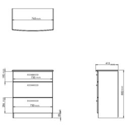 Santander Ready Assembled Matt Grey & Oak 3 Drawer Chest (H)882mm (W)765mm (D)415mm - thumbnail 5