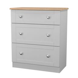 Santander Ready Assembled Matt Grey & Oak 3 Drawer Chest (H)882mm (W)765mm (D)415mm - thumbnail 2