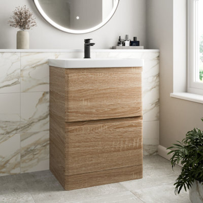 Affine Floor Standing Bathroom Vanity Unit & Basin Sink Storage Furniture Cabinet 600mm - image 1