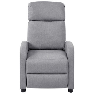 Wyld And Coco Reclining Armchair Grey Faux Linen With Adjustable Backrest And Footrest - Manual Recliner - image 1