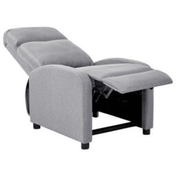 Wyld And Coco Reclining Armchair Grey Faux Linen With Adjustable Backrest And Footrest - Manual Recliner - thumbnail 6