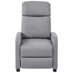 Wyld And Coco Reclining Armchair Grey Faux Linen With Adjustable Backrest And Footrest - Manual Recliner - thumbnail 1