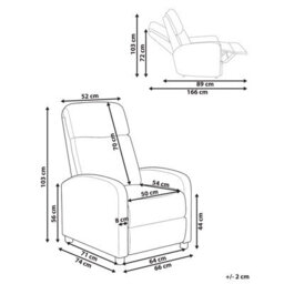 Wyld And Coco Reclining Armchair Grey Faux Linen With Adjustable Backrest And Footrest - Manual Recliner - thumbnail 4