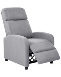Wyld And Coco Reclining Armchair Grey Faux Linen With Adjustable Backrest And Footrest - Manual Recliner - thumbnail 3