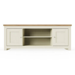 Cream Modern Tv Stand Cabinet 2 Door Entertainment Open Shelf