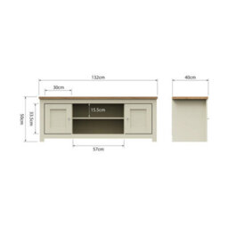Cream Modern Tv Stand Cabinet 2 Door Entertainment Open Shelf - thumbnail 2