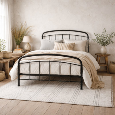 Wyld Haus France 5Ft King Size Black Metal Bed Frame With Headboard & Footboard - image 1