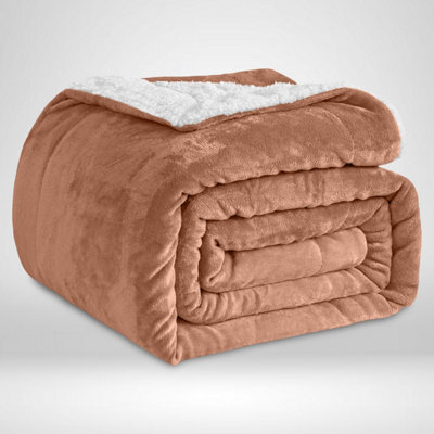 Ameha Camel Sherpa Fleece Throw Single 130X150Cm Fluffy Smooth Touch & Reversible Soft Thick & Warm Feel Blanket - image 1