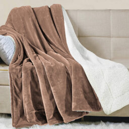 Ameha Camel Sherpa Fleece Throw Single 130X150Cm Fluffy Smooth Touch & Reversible Soft Thick & Warm Feel Blanket - thumbnail 4