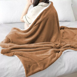 Ameha Camel Sherpa Fleece Throw Single 130X150Cm Fluffy Smooth Touch & Reversible Soft Thick & Warm Feel Blanket - thumbnail 3