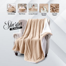 Ameha Camel Sherpa Fleece Throw Single 130X150Cm Fluffy Smooth Touch & Reversible Soft Thick & Warm Feel Blanket - thumbnail 5