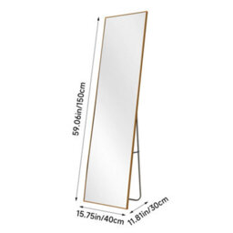 Thehotsale Gold Aluminum Alloy Frame Glass Full-Length Mirror Wall-Mounted Floor-Standing Dual-Use 40Cm W X 30Cm D X 150Cm H - thumbnail 9