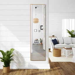 Thehotsale Gold Aluminum Alloy Frame Glass Full-Length Mirror Wall-Mounted Floor-Standing Dual-Use 40Cm W X 30Cm D X 150Cm H - thumbnail 2