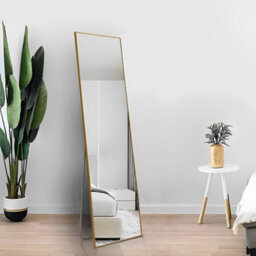 Thehotsale Gold Aluminum Alloy Frame Glass Full-Length Mirror Wall-Mounted Floor-Standing Dual-Use 40Cm W X 30Cm D X 150Cm H
