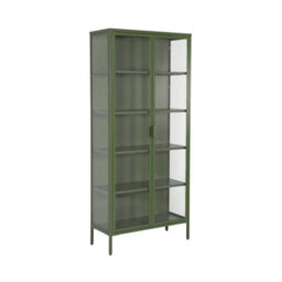 Sweeek - Sideboard, Steel And Tempered Glass China Cabinet With 2 Doors  Green 80X35X180 Cm - Arkansas - thumbnail 2