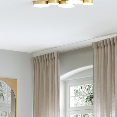 Beliani Gold 5-Light Integrated Led Ceiling Lamp, Iron Frame, Gold Finish - image 1