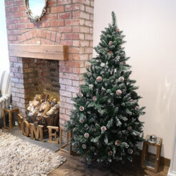 Samuel Alexander 6Ft (180Cm) Rocky Mountain Pine Green Artificial Christmas Tree Snow Tip And Pine Cones - thumbnail 6