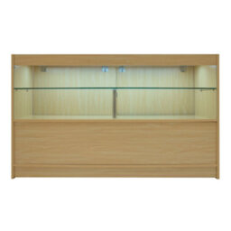 MonsterShop Maple Black Shop Counter Led Light C 1500mm Lockable Sliding Doors 2 Keys Retail Storage Unit Display Showcase Cabinet Reception - thumbnail 2