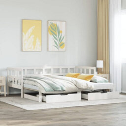 Berkfield Daybed With Trundle And Drawers Without Mattress White 90X190 Cm Single