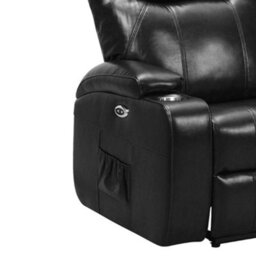 Furniture Instore Cinema Black Electric Leather 3 Seater Recliner Sofa With Two Cup Holders - thumbnail 3