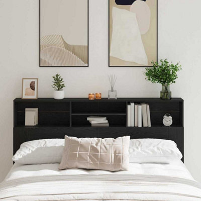 Walplus Headboard Cabinet Black Oak 180 X 19 X 103.5 Cm Engineered Wood - image 1