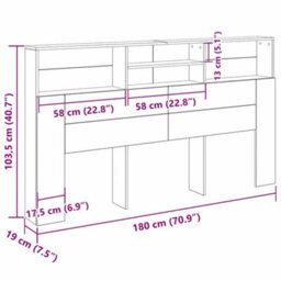 Walplus Headboard Cabinet Black Oak 180 X 19 X 103.5 Cm Engineered Wood - thumbnail 9