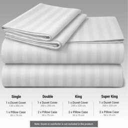 Lazzaro Luxury Satin Stripe Double Duvet Cover Set In Premium Microfibre Hotel Quality Hypoallergenic Quilt Bedding Sets - thumbnail 6