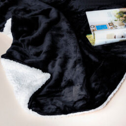 Ehc Warm & Soft Sherpa Flannel Fleece Microfiber Blanket, King Size, Black - 200 Cm X 240 Cm - thumbnail 5