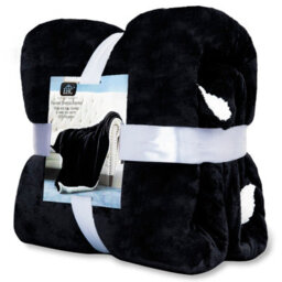 Ehc Warm & Soft Sherpa Flannel Fleece Microfiber Blanket, King Size, Black - 200 Cm X 240 Cm - thumbnail 7