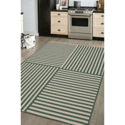 Melrose Eden Multistripe Green Abstract Design Pile Height 3mm Large Area Indoor Outdoor Rug - 160/230Cm - thumbnail 1
