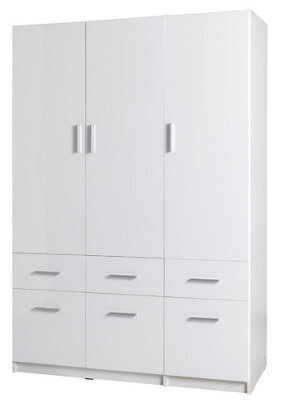 Arte Snow 04 Triple Door Wardrobe 136Cm - White Gloss & White Matt, Versatile Storage For Modern Homes - image 1