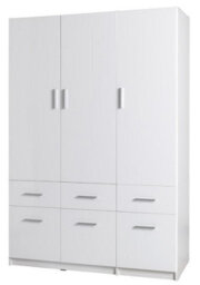 Arte Snow 04 Triple Door Wardrobe 136Cm - White Gloss & White Matt, Versatile Storage For Modern Homes