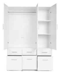 Arte Snow 04 Triple Door Wardrobe 136Cm - White Gloss & White Matt, Versatile Storage For Modern Homes - thumbnail 2