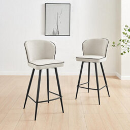 Furniturebox Uk Catriona 2X Cream Fabric Counter Stools - thumbnail 2