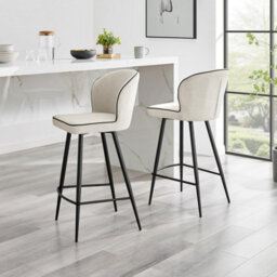 Furniturebox Uk Catriona 2X Cream Fabric Counter Stools - thumbnail 1