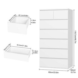 Chest Of Drawers Bedroom Dresser Furniture With 7 Drawers Tall Storage Cupboard - thumbnail 2