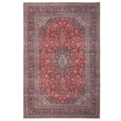Loomed Red Navy Blue Persian Style Anti Slip Washable Rug 120X170Cm - image 1