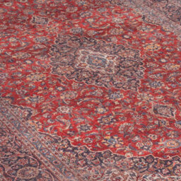 Loomed Red Navy Blue Persian Style Anti Slip Washable Rug 120X170Cm - thumbnail 2