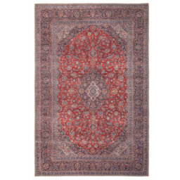 Loomed Red Navy Blue Persian Style Anti Slip Washable Rug 120X170Cm - thumbnail 1